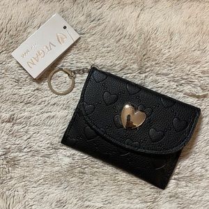 Black Heart Card Holder Keychain